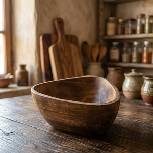 Food Serving <b>Bowls</b> Vintage Style Eco Friendly Dishwasher Safe Acacia Wood Salad <b>Bowl</b> Party Home Decor Handmade - Product Image 1