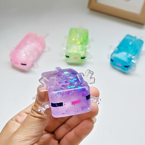 Wholesale Transparent Glitter Axolotl <b>Squishy</b>, Stress Relief Squeeze Toy, Soft Fidget Toy for Adults - Product Image 3