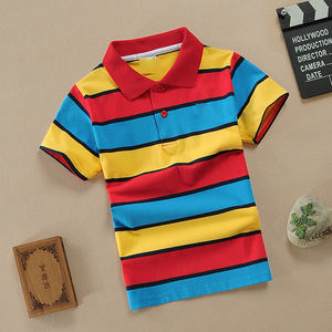 Camiseta Polo a Rayas para Niños, Estilo Coreano, Algodón Elástico, Manga Corta, Transpirable, Ropa de Verano para Niños y Niñas, Venta al Por Mayor - Product Image 4