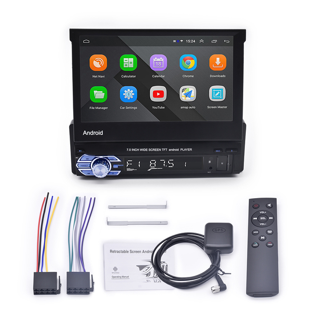 Hot Selling 1DIN 7 Inch Retractable Android Car Radio Foldable Touch Screen GPS WiFi Bluetooth FM MP5 Player Universal