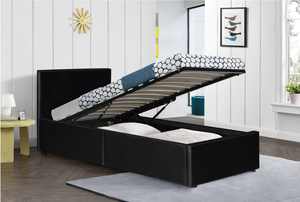 Giường ngủ nền cao bọc vải phong cách châu Âu, giá sỉ nhà máy, tùy chỉnh, giá rẻ, có ngăn chứa đồ - Product Image 3