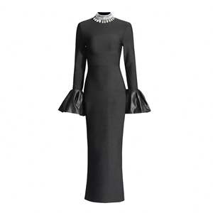 Bettergirl 2024 abiti <span class=keywords><strong>da</strong></span> sera <span class=keywords><strong>da</strong></span> donna floreali nuovo collo alto floreale manica lunga a fascia con guaina arruffata naturale Sexy Casual - Product Image 5