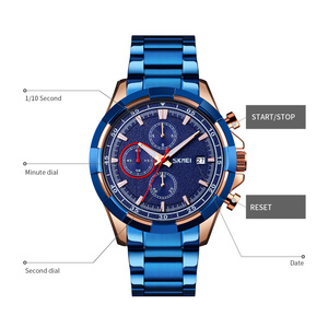 Montre chronographe carrée pour homme, montre-bracelet de luxe en acier inoxydable, montre à quartz étanche 30M - Product Image 3