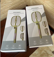 Raquette anti-moustiques électrique pliable avec lampe UV LED d'attraction, rechargeable, sûre, grille à trois couches, portable et murale, tapette à mouches