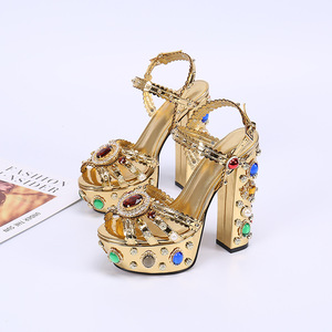 Sandali da Donna Nuovi Sexy con Diamanti, Tacco Alto e Spesso, Eleganti e alla Moda - Product Image 2