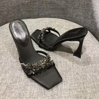 Nouvelles Chaussures de Créateur Zapatos Mujer – Sandales à Talons en Satin et Strass, Personnalisables avec Logo, Vente en Gros, Escarpins d'Été Sexy, Sandales et Mules