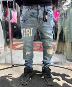 Jean Décontracté en Denim pour Homme, Nouvelle Collection, Pantalon Tendance R déchiré à Taille Moyenne Motif Uni Tissé pour l'Été - Fourniture en Gros - Product Image 5
