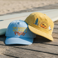 Casquettes personnalisées OEM avec logo brodé, 5 panneaux, en velours côtelé jaune, style sport non structuré, casquettes de surf à fermeture snapback, casquettes de course