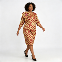 Robe de luxe élégante pour femme américaine grande taille, idéale pour les affaires et l'église, en brocart – Nouvelle collection en promotion