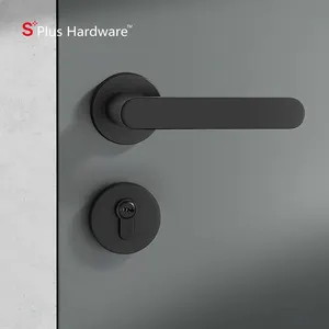 Nouvelle poignée de porte de conception poignée de porte intérieure en alliage de zinc fantaisie ensemble de serrure de poignée de porte noire