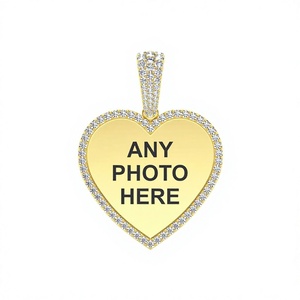 Bijoux commémoratifs Hip Hop, pendentif personnalisé en forme de cœur avec photo, diamant de laboratoire glacé, pendentif avec photo, cadeaux de Saint-Valentin pour femmes et hommes - Product Image 1