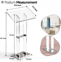 Support de podium de chaire en acrylique classique | Chaires portables modernes ultra claires pour les pasteurs des églises