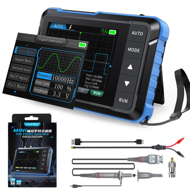 FNIRSI DSO153 Handheld Oscilloscope/DDS Signal Generator Digital Portable Automotive 2.8 TFT Screen 5MS/s Sample Rate