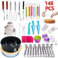 148 Stück Simple Style Kuchen Dekorations werkzeuge Icing Piping Tips Düsen konverter Gebäck Creme tasche Set Backen Springfoam Pan