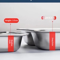 Assiette carrée en acier inoxydable Dexi DX-0026, écologique, de qualité alimentaire, avec couvercle divisé, pour le camping en plein air, les pique-niques, les barbecues et l'école
