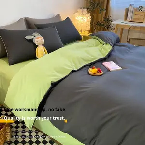 <span class=keywords><strong>Copripiumino</strong></span> trapunta in poliestere puro lavato <span class=keywords><strong>singolo</strong></span> doppio per studenti uomini casa bambini inverno dormitorio lenzuolo letto cucito a mano - Product Image 2