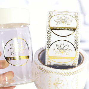 Gouden folie bedrukking etiketten, transparante op maat gemaakte rol <span class=keywords><strong>logo</strong></span>-etiketten voor verpakkingen - Product Image 4