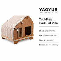 Casa para Gatos de Corcho sin Herramientas, con Techo Inclinado y Parte Superior Corrugada Gris Claro, Casa para Gatos de Ensamblaje Rápido sin Clavos, 430 x 410 x 390 mm