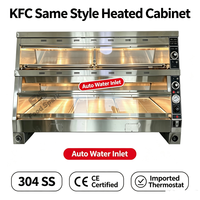 Vitrine chauffante de luxe style KFC, homologuée CE, avec alimentation automatique en eau, en acier inoxydable 304, pour maintien au chaud des aliments