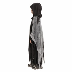 Disfraz de Grim Reaper para niños con guadaña, traje de cosplay de terror para Halloween, capa con capucha negra y gris, talla M L - Product Image 3