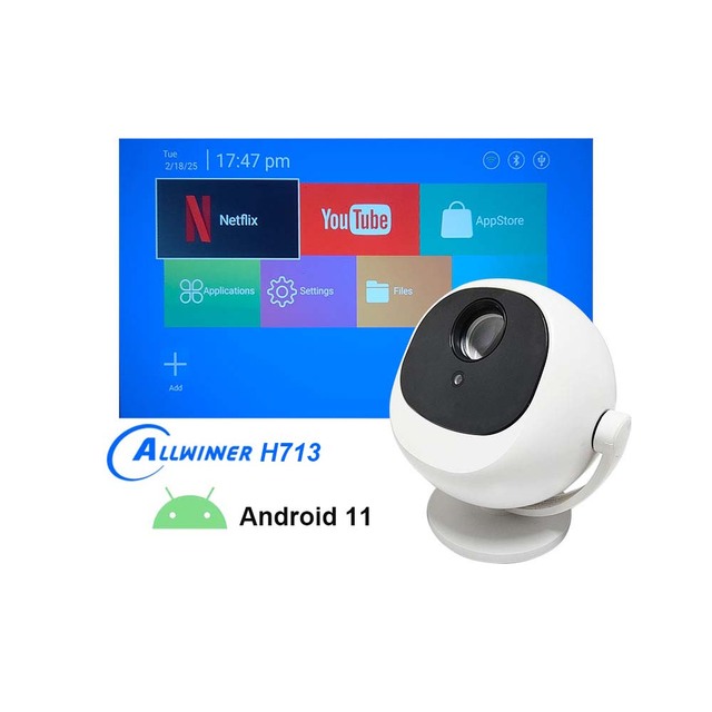 2.4g 5g Wifi6 Portable Projector Android 160 ANSI Lumen 720P Projector 4K Online Movie Mini Projector Support youtube Other Apps