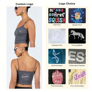 Venta al por mayor logotipo personalizado transpirable Casual deportes gimnasio entrenamiento Yoga Slim Fit plano bordado acanalado 100% algodón marrón camiseta sin mangas Mujer - Product Image 3