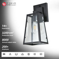 Applique murale vintage noire étanche IP54 en aluminium moulé et verre, lampe d'extérieur rétro E27 pour maison de campagne et jardin