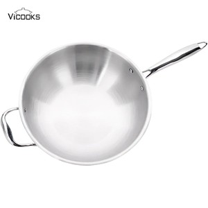 Poêle <span class=keywords><strong>Wok</strong></span> en acier inoxydable Tri-Ply 13 "-Poêle à frire robuste avec couvercle | Passe au lave-vaisselle et au four | Qualité professionnelle de chef - Product Image 2