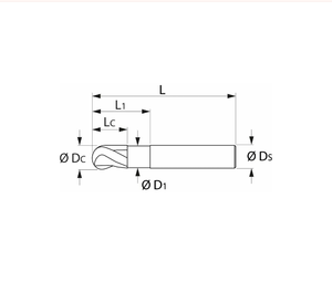 DIN 6535 HA H6, OEM, Matériaux durs 62 HRC, 0.1mm R0.05 2F H7 TiSiN, Foret à rainurer à bout sphérique Diabolo Garant 207341 0,1 Anneau rouge - Product Image 2