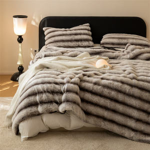 סיטונאי מודפס פרווה ארנב מפוצלת עם שמיכת קטיפה ארקטית שכבה כפולה שמיכת מצעים באיכות גבוהה לנמנם - Product Image 5