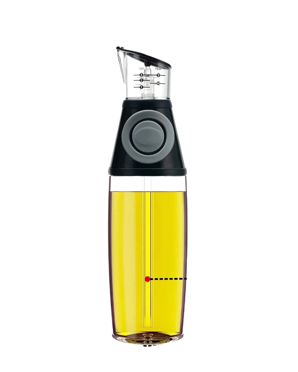 計量スケールポンプ付き17オンス透明ガラス詰め替え油酢ディスペンサーボトル