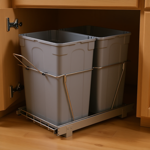 Poubelle coulissante double de 35 Qt sous l'armoire de cuisine, solution de rangement à fermeture douce - Product Image 2