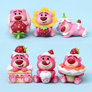 Venta caliente Cute Cartoon Anime Model Toys 6PCs Set Fruit Style Strawberry Bear Material de PVC para niños - Product Image 2