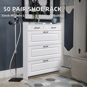 Scarpiera Moderna Bianca a 3 Ripiani in Legno, Organizzatore per 50 Paia <span class=keywords><strong>di</strong></span> <span class=keywords><strong>Scarpe</strong></span>, per Casa, Camera da Letto o Soggiorno - Product Image 3