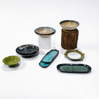 Service de vaisselle jetable en mélamine écologique de style japonais, assiettes et bols incassables, motif végétal