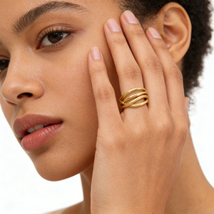 European And American Style Minimalist 316 Stainless Steel <b>Ring</b> Unisex 4 Layer Wrapping <b>Plain</b> Band Classic Versatile Jewelry - Product Image 1