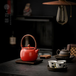 Shangyan Red Ceramic Teapot With Handle And Filter Single Pot Stovetop <b>Tea</b> <b>Maker</b> Heat Resistant For Household Use - Product Image 1