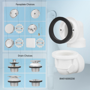 Uni-màu xanh lá cây bồn tắm trực tiếp cống Bộ dụng cụ kim loại ABS PVC 1 1/2 "bồn tắm cống với tràn faceplate Chrome với bồn tắm lãng phí tràn Kit - Product Image 6