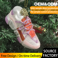Vente directe usine – Ornements de Noël rectangulaires en verre soufflé à la main, personnalisables, en forme de chaussures de sport