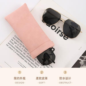 Estuche de cuero para gafas, rectangular, de color sólido, portátil, resistente a la presión, para hombres y mujeres con lentes de contacto y prescripciones médicas - Product Image 5