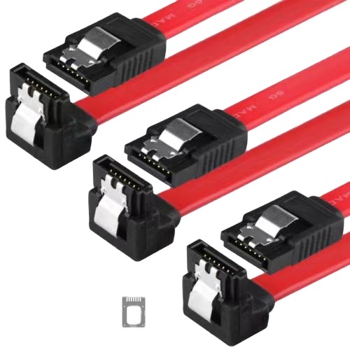 12" SATA Cable Straight to 90 Degree SATA Cable Red Black Color SATA Cable