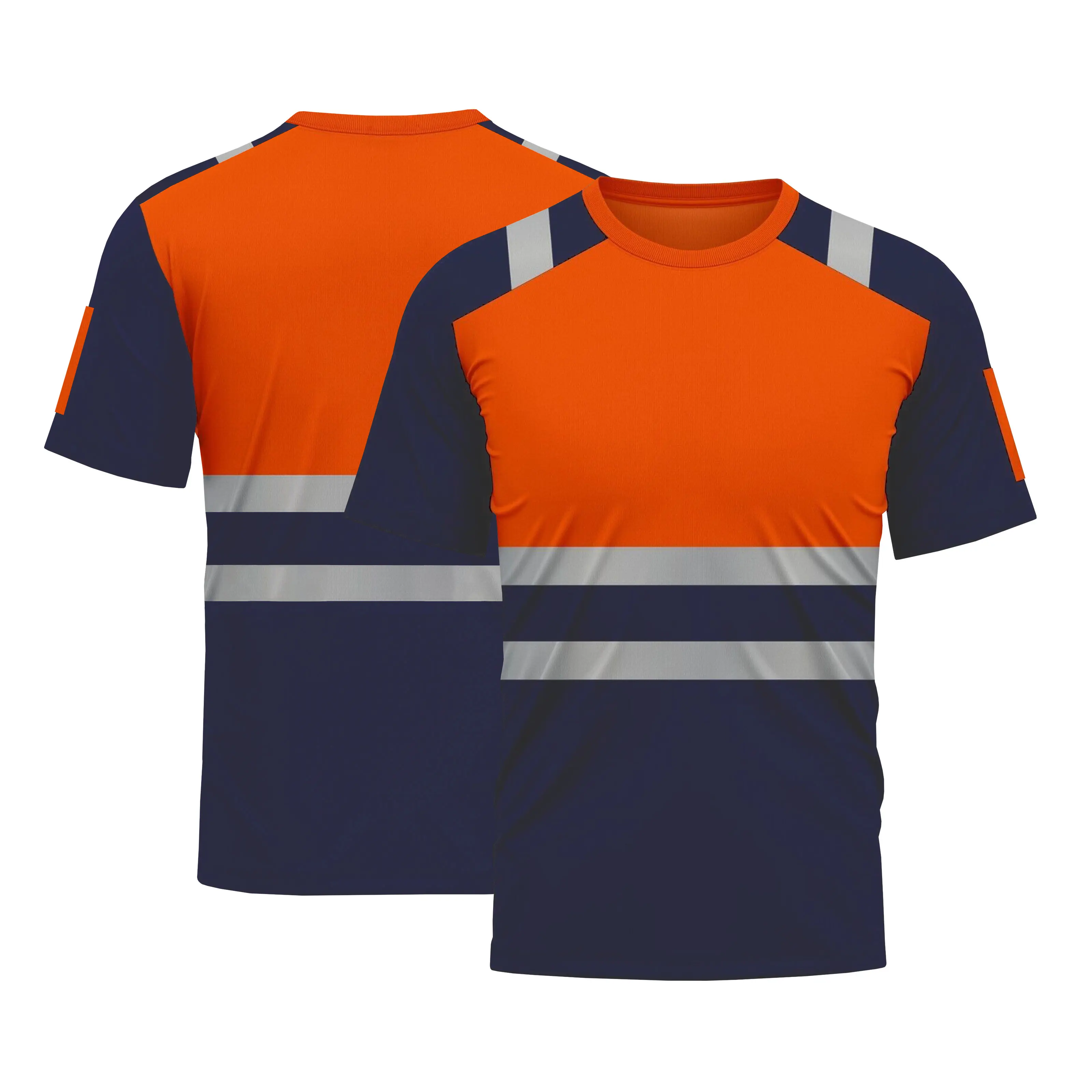 Hivis two tone Short Sleeve Work Polo T Shirt Orange Fluorescent Polo T Shirts