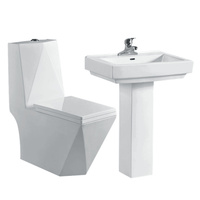 Ensemble lavabo et toilette en céramique en forme de diamant pour salle de bain