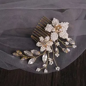 Luxe Bruiloft Parel Hoofdband Bruids Kristal Strass Haaraccessoires Sieraden Haar Kammen Voor Vrouwen