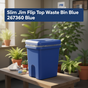 Slim Jim Flip Top Waste <b>Bin</b> Blue 267360 Blue - Product Image 3
