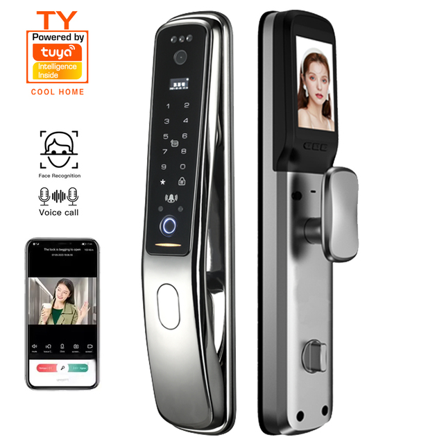 Outdoor Digital Smart Lock Door Smart Locks for Front Door Aluminum Alloy Wifi Tuya Smart Door Lock with Camera and Fingerprint