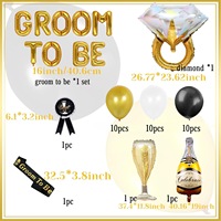 Lot de ballons en feuille dorés « Future Mariée » avec bouteille et bague de fiançailles pour la décoration de la fête prénuptiale du marié
