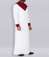 Vêtement Ethnique Design Thobe Musulman avec Fermeture Éclair et Poche Latérale, Vêtement Islamique Homme Couleur Unie, Robe Style Arabe, Mode Saoudienne