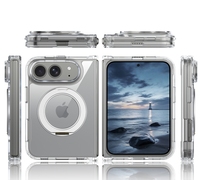Étui magnétique pour iPhone Duo avec support rotatif, antichoc, transparent, personnalisé, anti-jaunissement, pour téléphone portable
