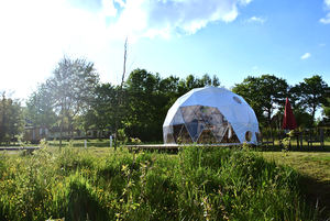 Geodesic เต็นท์โดมชุดเต็นท์พีวีซีผ้าใบกันน้ำเสาอลูมิเนียมที่ทันสมัยที่กำหนดเองสำหรับกิจกรรมกลางแจ้งโรงแรมแกลมปิ้ง - Product Image 5